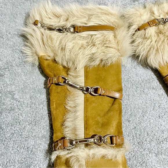 Coach Jessica Made In Italy Tan Fur-Trimmed Women's Boots - Picture 5 of 10